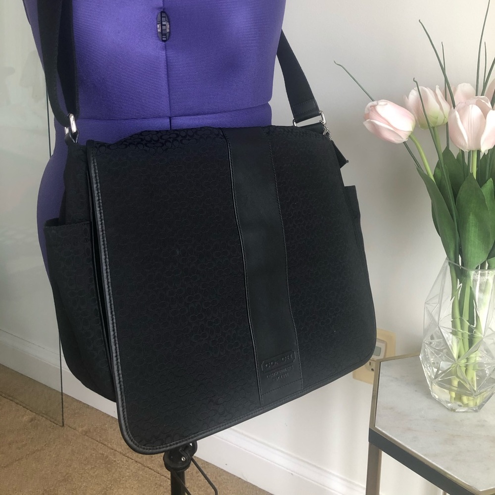 Coach- Black Canvas Laptop/Messenger Bag - Picture 2 of 6